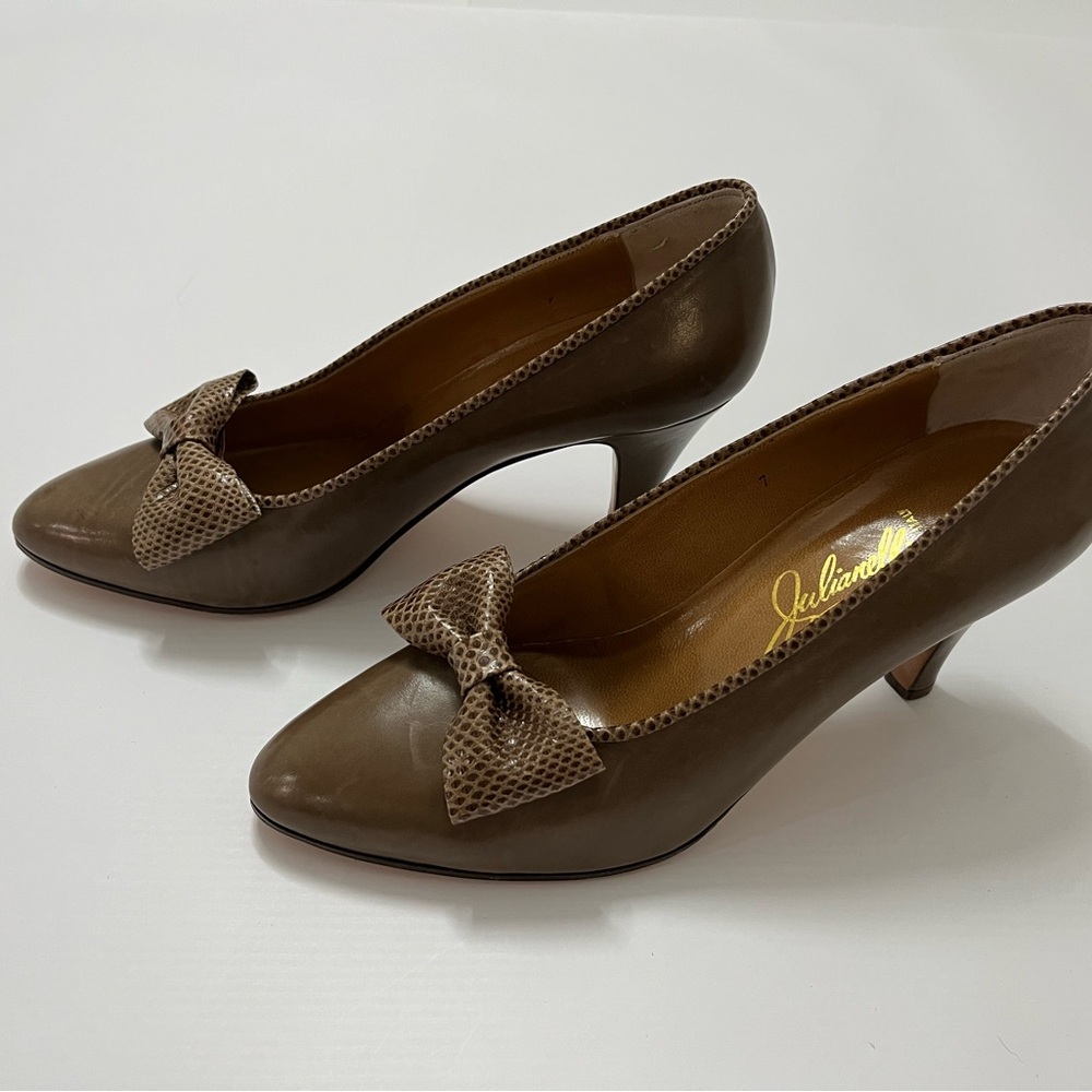 Julianelli Brown Leather Heels Womens Size 7  Vintage 50’s 60’s Made In Italy - Picture 5 of 10